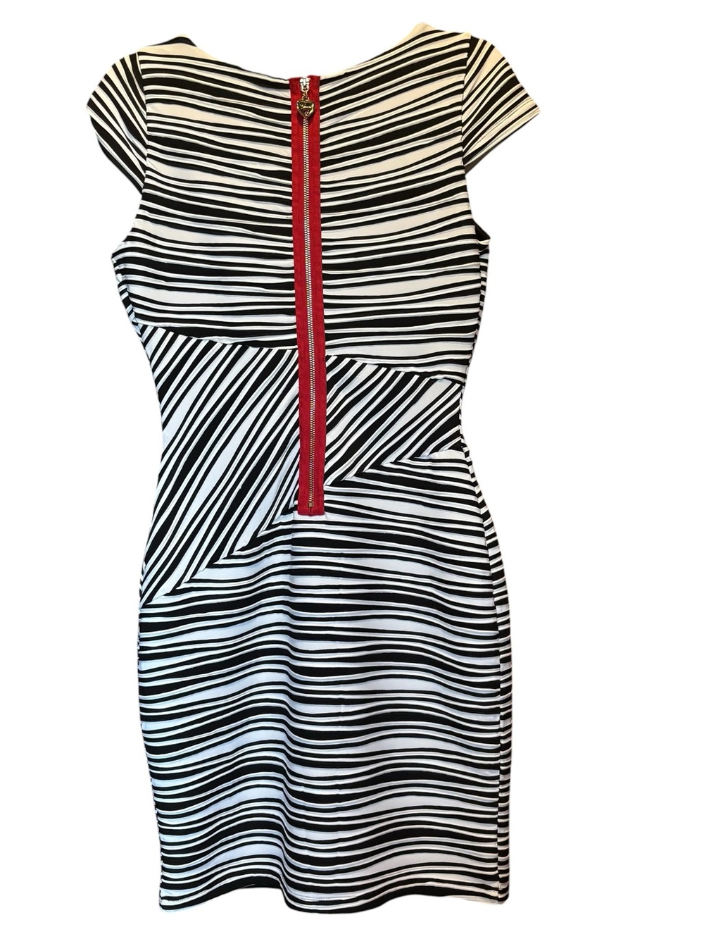 GUESS Black/White KARISSA Lined Stretch Sheath Dress Size 10